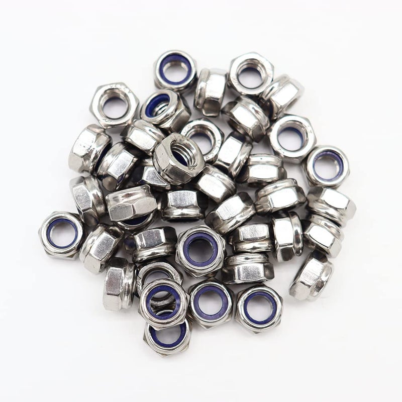 STORMCUBE M8x1.25mm Nylon Insert Hex Lock Nuts 40 Pack 304 Stainless Steel DIN985 Self-Locking Nylon Lock Nuts Plain Finish for Industrial Construction Fasteners - Image 3